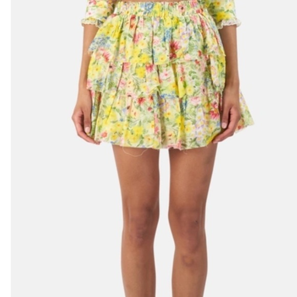 Loveshackfancy NWT Brynlee Skirt in Rainbow Skies Floral Print Mini Ruffle Skirt - Picture 4 of 9